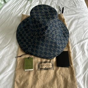 NWT Gucci Denim Wide Brim Hat